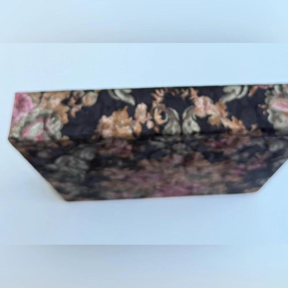 Vintage Damask Floral Storage/Jewelry Box, Tassel, 12x10x2 in.